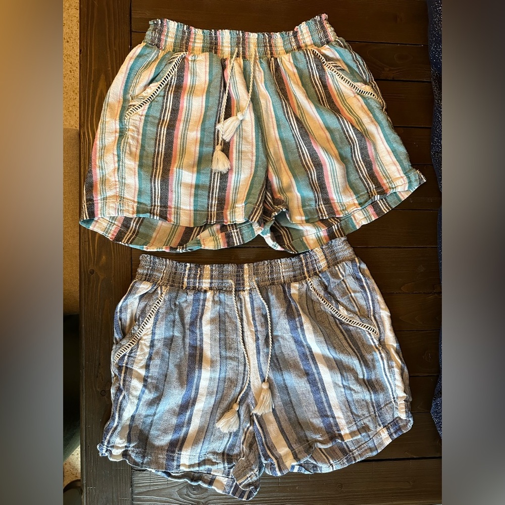 Briggs Ladies' Linen Blend Pull-On Shorts, 2 Pair, Size L, Multi-color Stripes